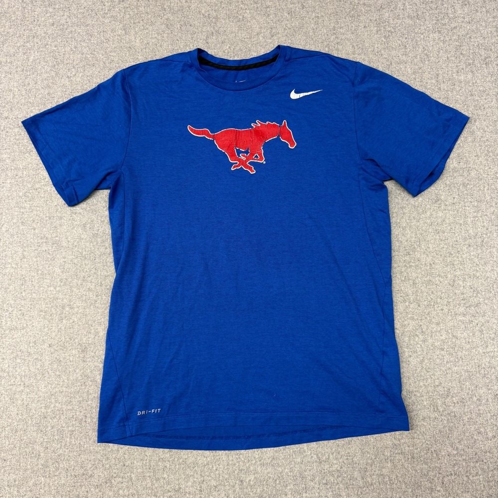 Nike | SMU Mustangs Dri-FIT Graphic Tee | Large | Blue | Short Sleeve Athletic